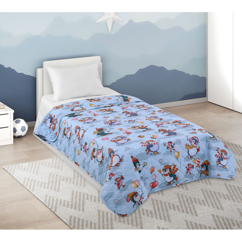 Детское покрывало стеганое 140х210 см перкаль Пингви 1 Детское покрывало стеганое 140х210 см перкаль Пингви 1