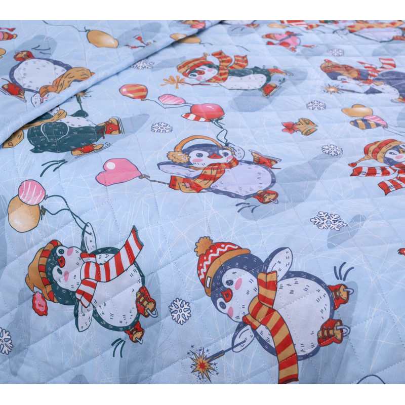 Детское покрывало стеганое 140х210 см перкаль Пингви 1 Детское покрывало стеганое 140х210 см перкаль Пингви 1