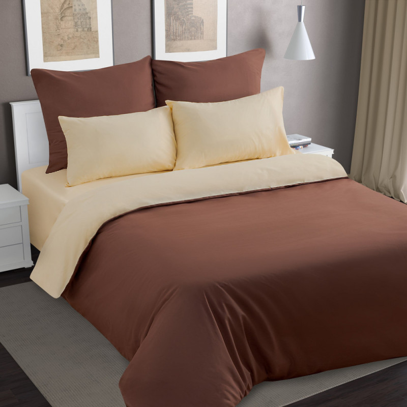 Постельное белье NUANCE 2 сп с европростыней перкаль Brownie Постельное белье NUANCE 2 сп с европростыней перкаль Brownie