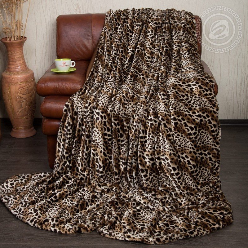 Плед 240х220 искусственный мех Леопард Плед 240х220 искусственный мех Леопард