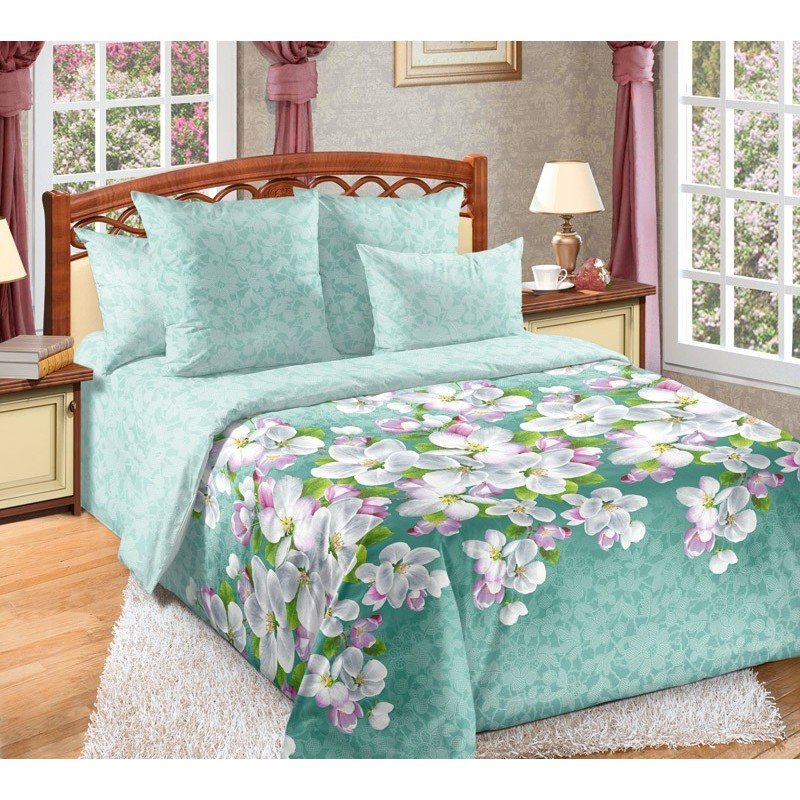 Постельное белье евро перкаль Яблони в цвету Постельное белье евро перкаль Яблони в цвету