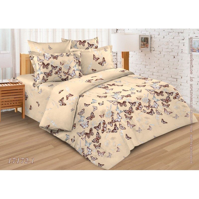 Постельное белье 1,5сп бязь Бабочки бежевый Постельное белье 1,5сп бязь Бабочки бежевый