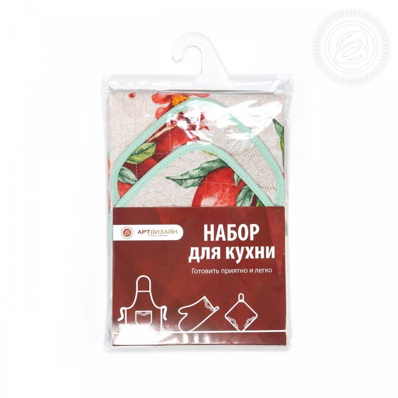 Набор полотенце, варежка и прихватки Вкус граната №1 Набор полотенце, варежка и прихватки Вкус граната №1