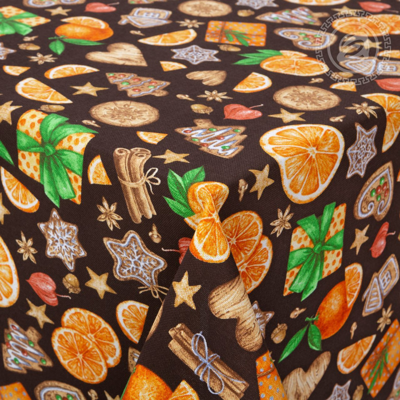 Скатерть 260х145 см рогожка Цитрус коричневый Скатерть 260х145 см рогожка Цитрус коричневый