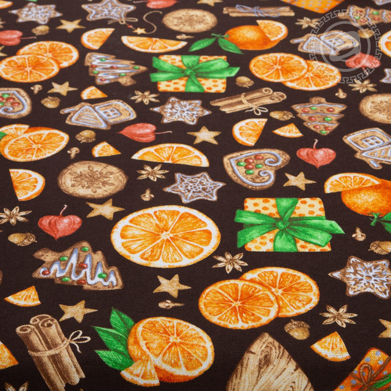 Скатерть 260х145 см рогожка Цитрус коричневый Скатерть 260х145 см рогожка Цитрус коричневый