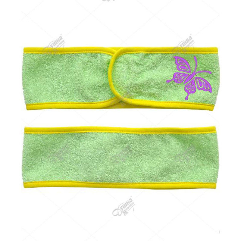 Махровая повязка на липучке с вышивкой Салатовый Махровая повязка на липучке с вышивкой Салатовый