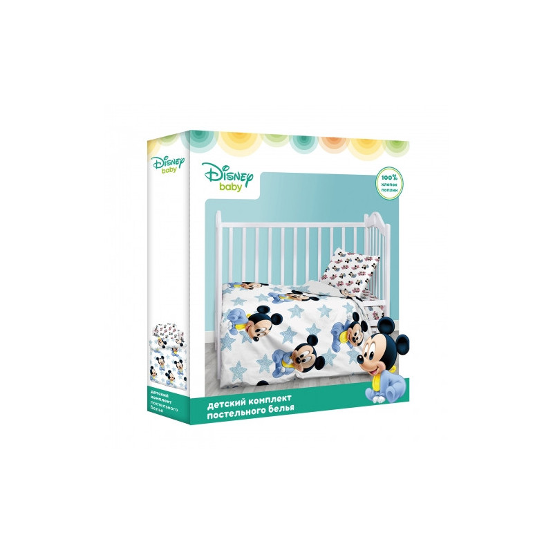 Детское постельное белье ясельное поплин Disney Baby Мики Маус Детское постельное белье ясельное поплин Disney Baby Мики Маус