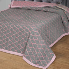 Покрывало 220х235 см жаккард Альмира серо-розовая