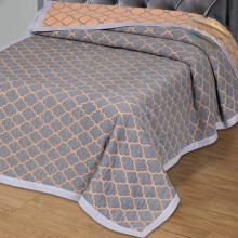 Покрывало 240х235 см жаккард Альмира сине-коричневая