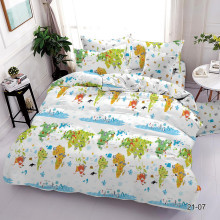 Детское постельное белье односпальное на резинке (простынь 80х160х20) поплин Большой мир