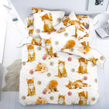 Наволочка 50х70 перкаль (1шт) на клапане Рыжие котята