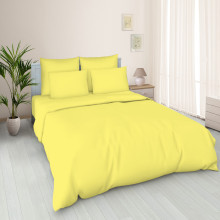 Простынь 200х200 на резинке поплин однотонный Лимонный крем (борт 25 см)