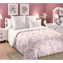 Постельное белье евро сатин 4нав. (пододеяльник 210х215 см) Дерево желаний 3 розовый