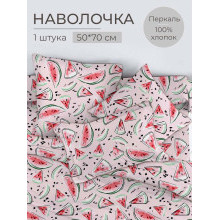 Наволочка 50х70 (1 шт) перкаль на клапане Арбузики розовый Наволочка 50х70 (1 шт) перкаль на клапане Арбузики розовый