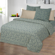 Пододеяльник 205х215 см трикотаж Цветы зеленые