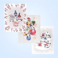 Набор полотенец 45х60 (3 шт) рогожка Гномики Набор полотенец 45х60 (3 шт) рогожка Гномики