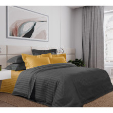 Постельное белье евро-макси страйп-сатин (пододеяльник 230х250 см) Графит арт. LK8326