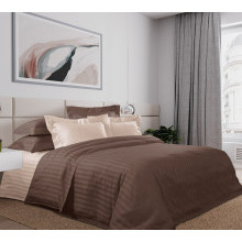 Постельное белье семейное страйп-сатин Шоколад арт. LK6326