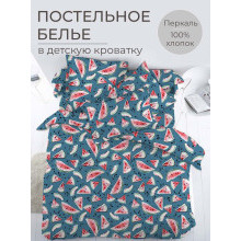 Детское белье ясельное перкаль Арбузики бирюзовый арт.3523 Детское белье ясельное перкаль Арбузики бирюзовый арт.3523