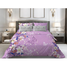 Наволочка 50х70 (1шт) бязь Комфорт на пуговицах Лилии сиреневый арт.30121