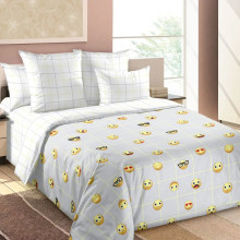 Постельное белье евро перкаль Смайлы 4250ПН