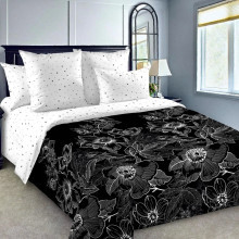 Постельное белье 1,5сп перкаль Метафора черный 1250ПН