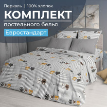 Постельное белье евро перкаль Котята арт.3504 Постельное белье евро перкаль Котята арт.3504