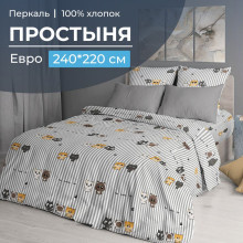 Простынь евро 220х240 см перкаль Котята Простынь евро 220х240 см перкаль Котята