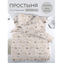 Простынь 1.5 сп. 150х215 см бязь Комфорт Лесные друзья Простынь 1.5 сп. 150х215 см бязь Комфорт Лесные друзья
