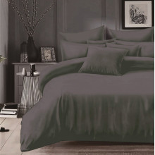 Простынь 160х200 на резинке сатин гладкокрашенный Графит (борт 25см)