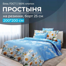 Простыня 200х200 на резинке бязь ГОСТ Воздушные ромашки (борт 25 см) Простыня 200х200 на резинке бязь ГОСТ Воздушные ромашки (борт 25 см)