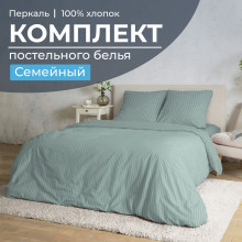 Постельное белье семейное перкаль Лунная соната шалфей арт.3503