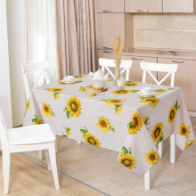 Скатерть 260х145 см рогожка Подсолнухи