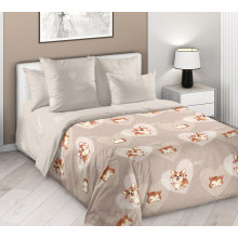 Постельное белье 1,5сп перкаль Влюбленный корги 1 арт. 1850ПН