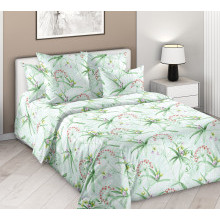 Постельное белье зима-лето 2 сп. с европростыней перкаль Чистый воздух 1 арт. 3553ПН