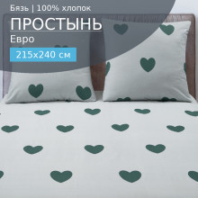 Простынь евро 215х240 см бязь 424 Амур