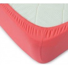 Простыня 90х200 на резинке трикотажная Коралловый