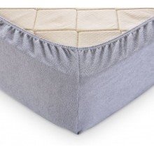 Простыня 90х200 на резинке махровая Серая