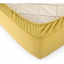 Простыня 90х200 на резинке трикотажная Горчица (ТД)