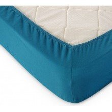 Простыня 90х200 на резинке трикотажная Морская волна