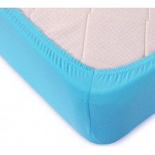 Простыня 180х200 на резинке трикотажная Голубой