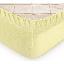 Простыня 90х200 на резинке махровая Желтая