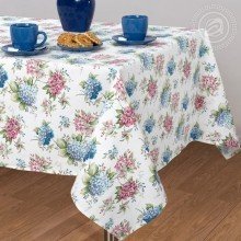 Скатерть 150х145 рогожка Букет белый Скатерть 150х145 рогожка Букет белый