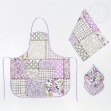 Набор фартук, полотенце и прихватки, Лаванда №3 Набор фартук, полотенце и прихватки, Лаванда №3
