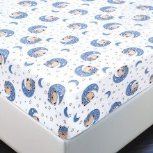 Простынь 60х120 на резинке трикотажная Мишка на луне