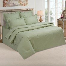 Постельное белье семейное жаккард Фисташка полоса (пакет)