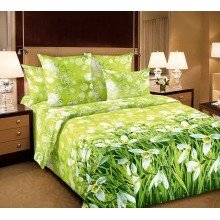 Постельное белье евро перкаль Подснежники арт.4250ПН