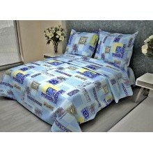 Пододеяльник 1.5 сп. 148х212 бязь (вырез ромб) Арабески голубой арт.30091