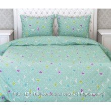 Постельное белье 1,5сп бязь Треугольники бирюзовый