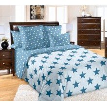 Постельное белье евро перкаль Орион бирюзовый 4250ПН